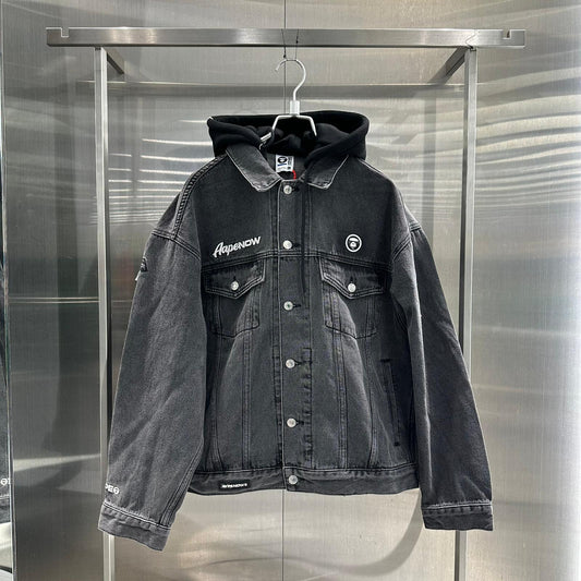 香港直郵 專櫃正品 Aape 26春夏 男 猿人刺繡復古水洗做舊牛仔外套7641