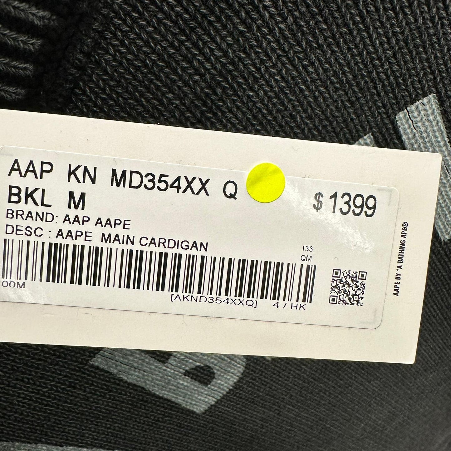 香港直郵 專櫃正品 Aape 26春夏 男 猿人刺繡復古水洗做舊V領拉鏈針織衫D354
