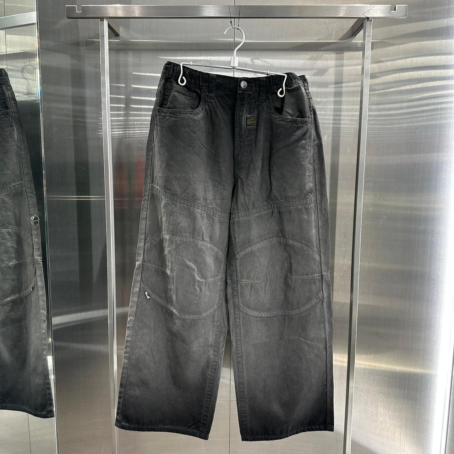 香港直郵 專櫃正品 Aape 26春夏 男 猿人刺繡水洗做舊漸變休閑長褲D600XXQ