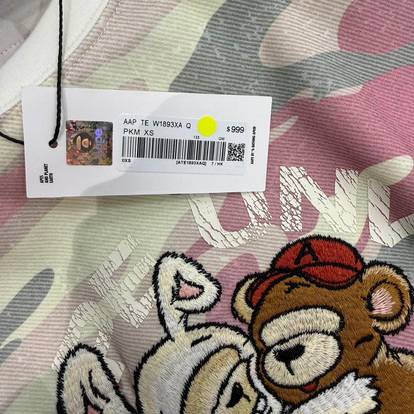 香港直郵 專櫃正品 Aape 26春夏 女 AAPEUNVS 復古做舊刺繡圖案迷彩潮流短袖T恤1893
