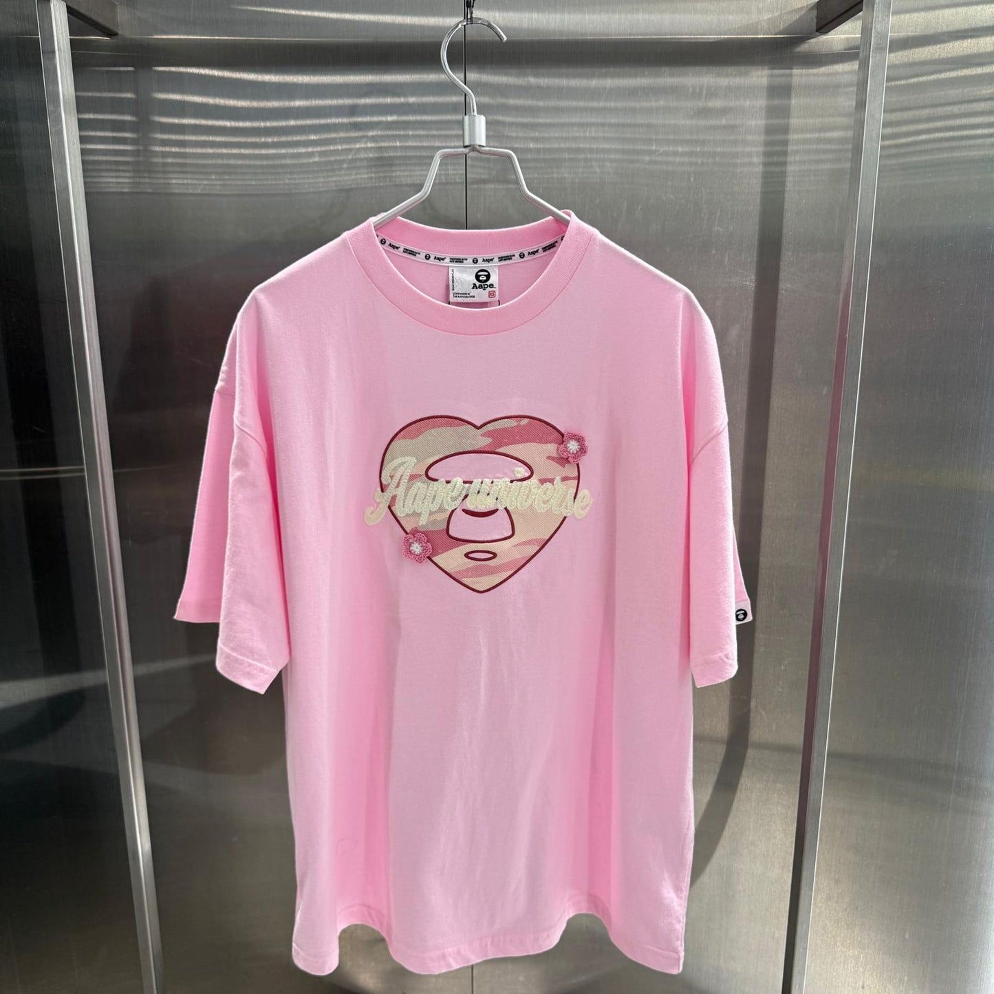 香港直郵 專櫃正品 Aape 26春夏 女 心型迷彩印花鉤針編織小花短袖T恤1895