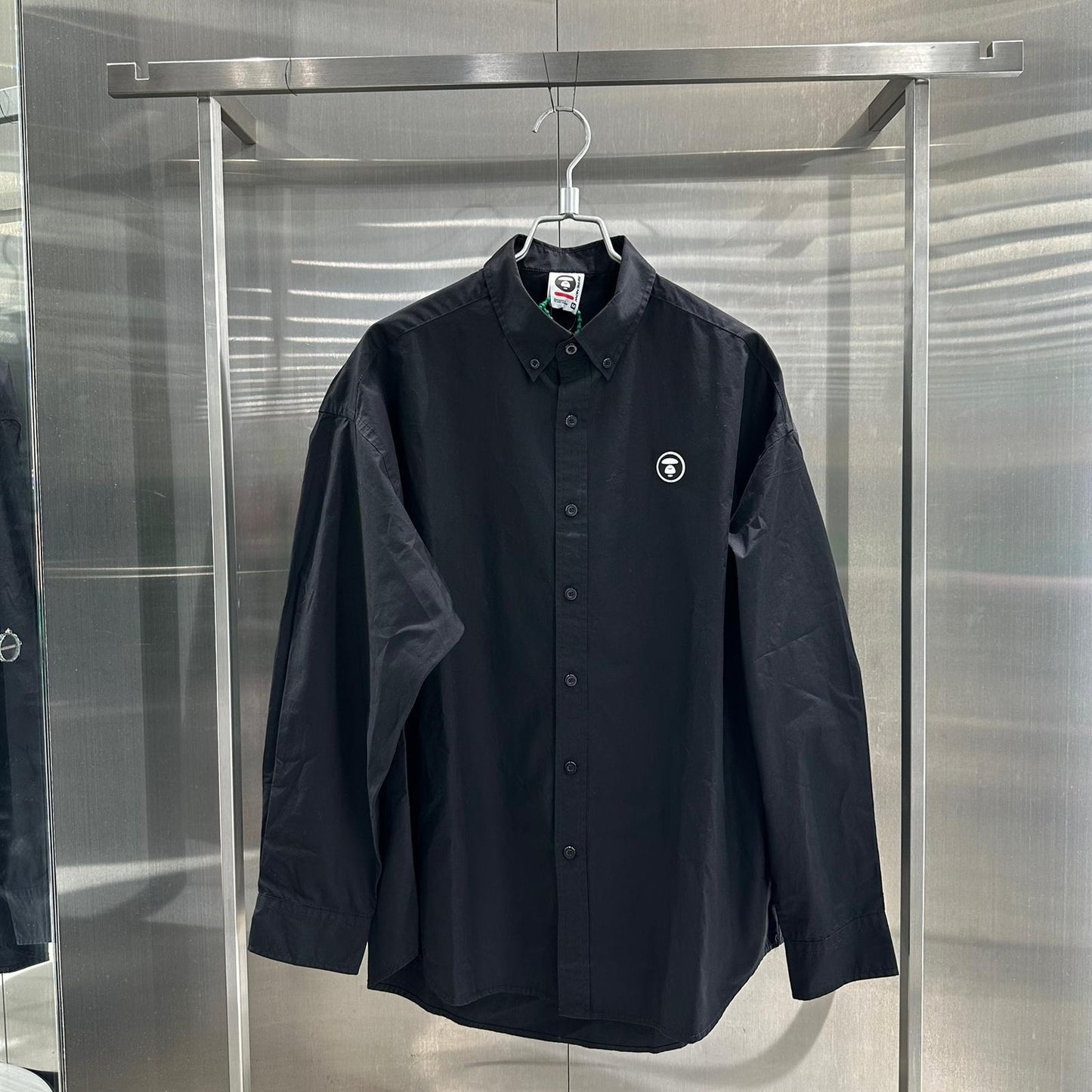 香港直郵 專櫃正品 Aape 26春夏 AAPENOW 猿人小標徽章舒適休閒條紋長袖襯衫8557