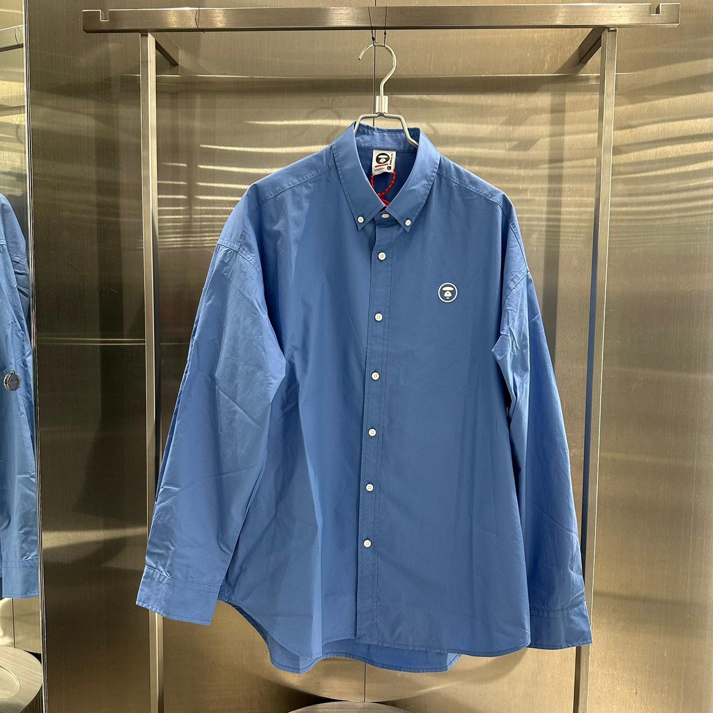 香港直郵 專櫃正品 Aape 26春夏 AAPENOW 猿人小標徽章舒適休閒條紋長袖襯衫8557