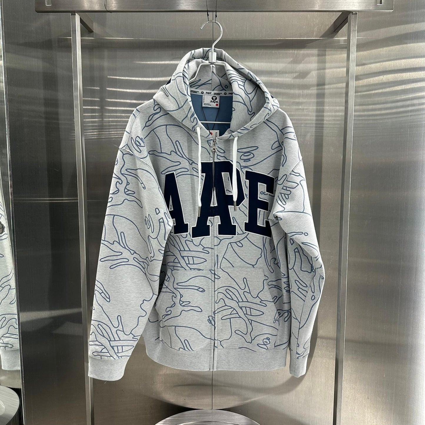 香港直郵 專櫃正品 Aape 26春夏 男 猿人字母刺繡迷彩連帽拉鏈衛衣外套D349