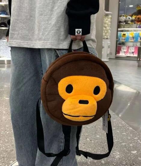 香港直郵 BABY MILO STORE配飾立體卡通小猴毛絨雙肩包4277