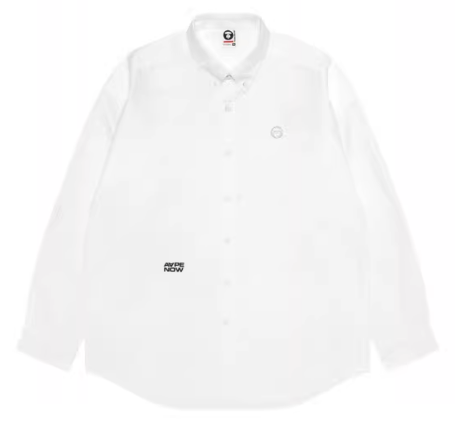 香港直郵 專櫃正品 Aape 26春夏男 猿人小標徽章簡約休閑純色長袖襯衫8555