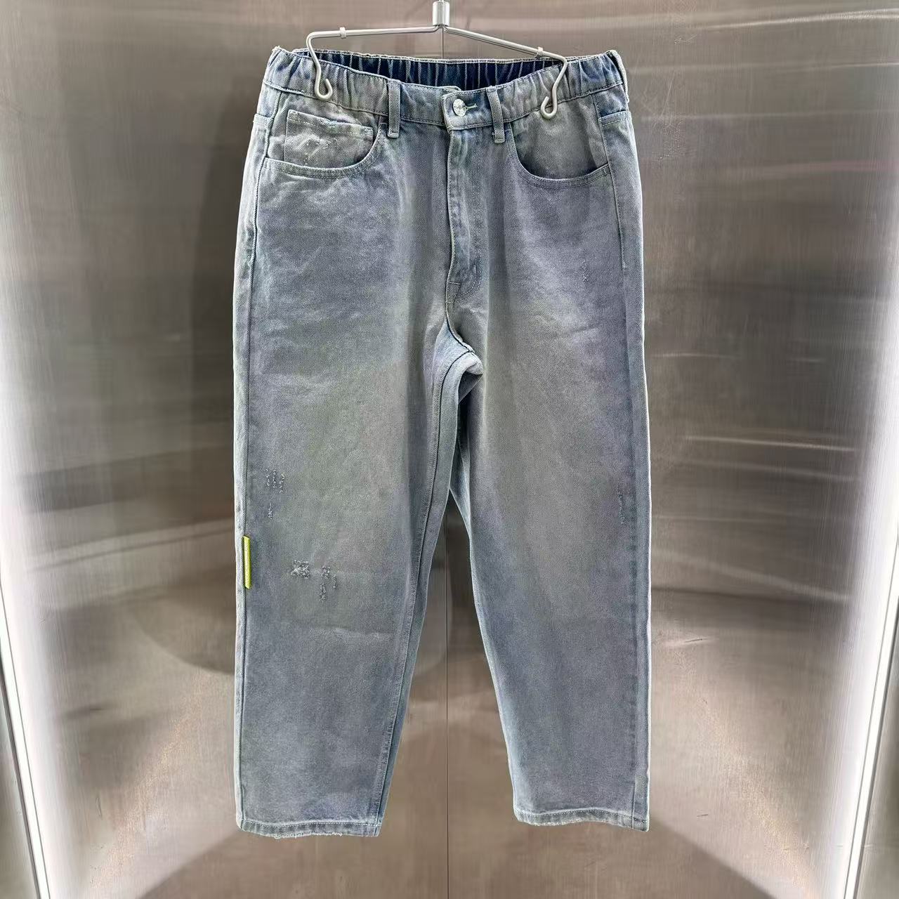 香港直郵 Aape 男裝26春夏 猿顏刺繡字母徽章水洗潮流牛仔褲B694