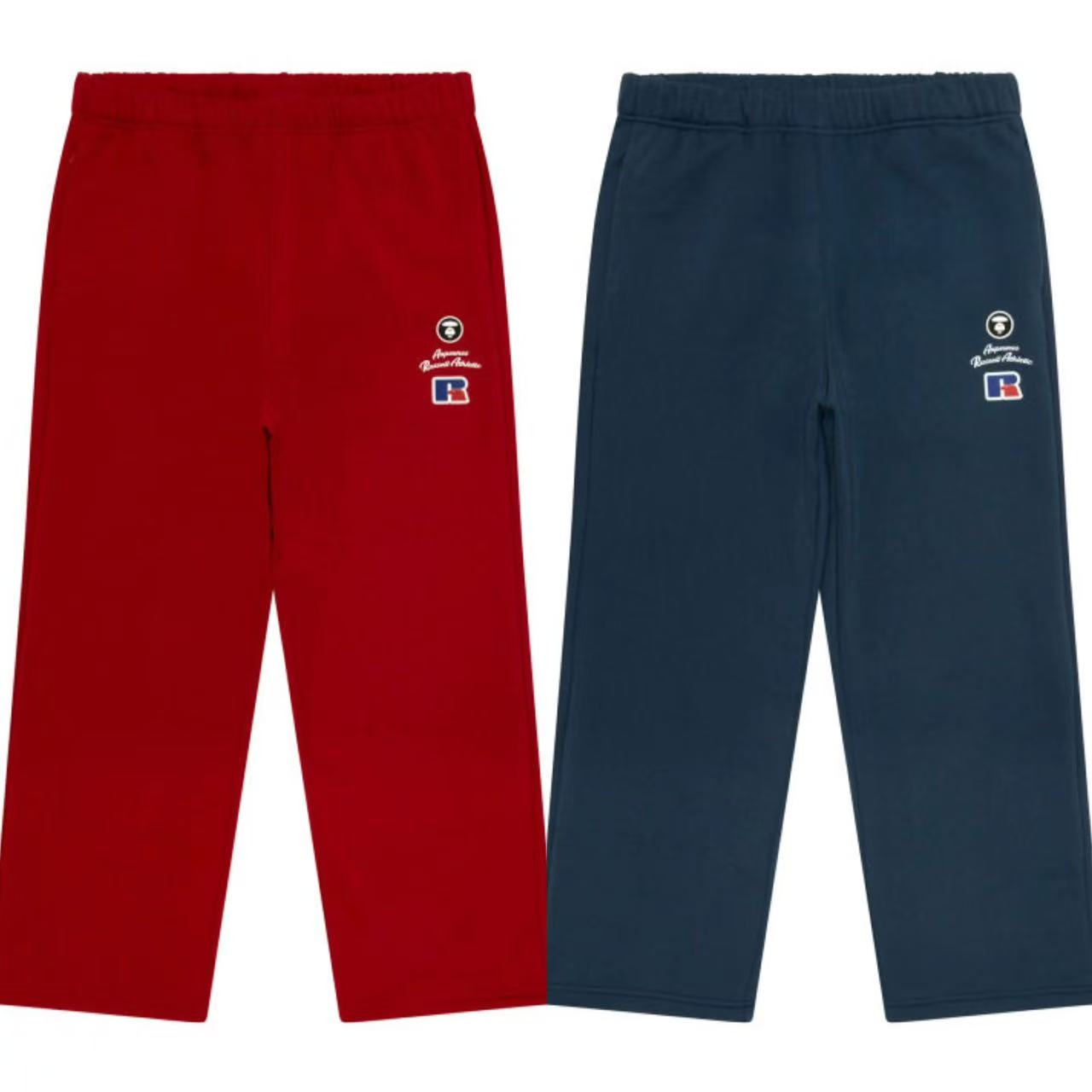 Aape聯名RUSSELL男裝秋冬美式復古薄絨休閑運動長褲9784