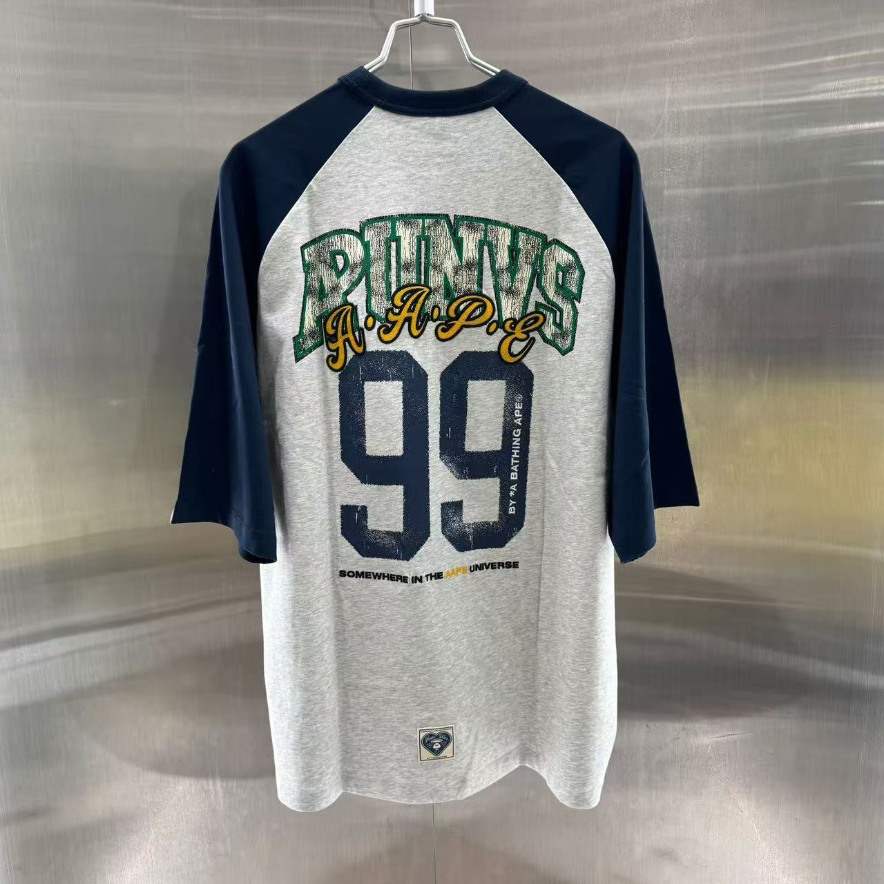 香港直郵 專櫃正品 Aape 26春夏男 字母猿人印花美式復古做舊牛角袖T恤1848