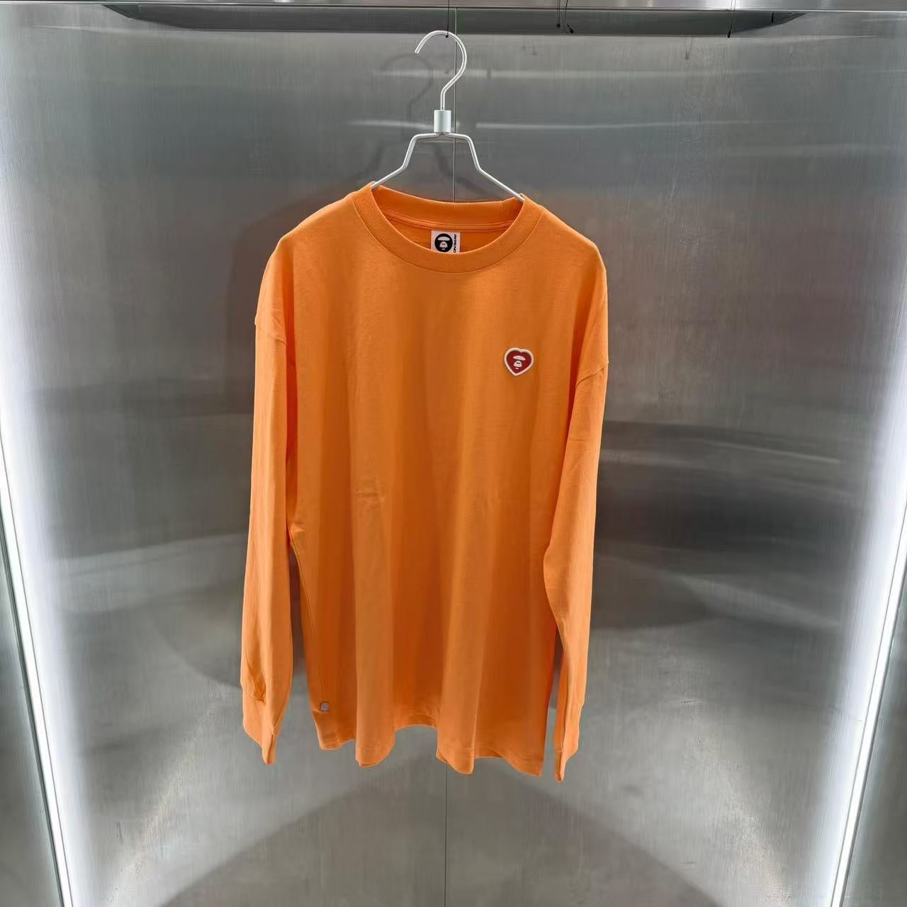香港直郵 Aape 26春夏 男 心型猿人徽章舒適簡約純色圓領長袖T恤1815