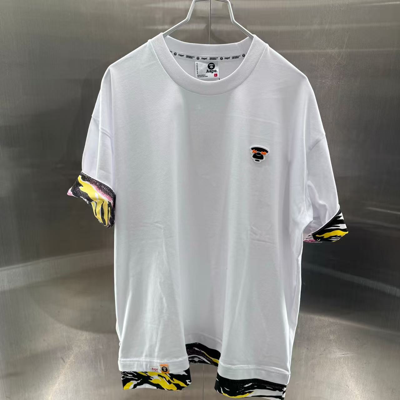 香港代購 專櫃正品 26春夏 Aape 男 猿人徽章迷彩拼接潮流舒適短袖T恤1877
