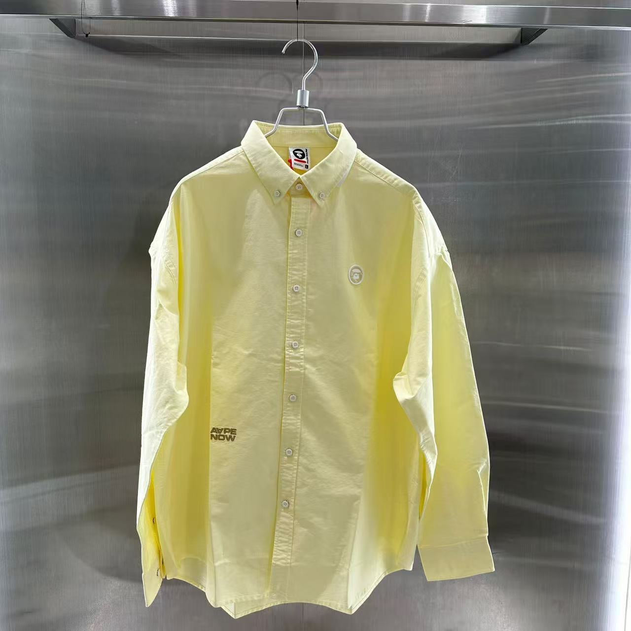 香港直郵 專櫃正品 Aape 26春夏男 猿人小標徽章簡約休閑純色長袖襯衫8555