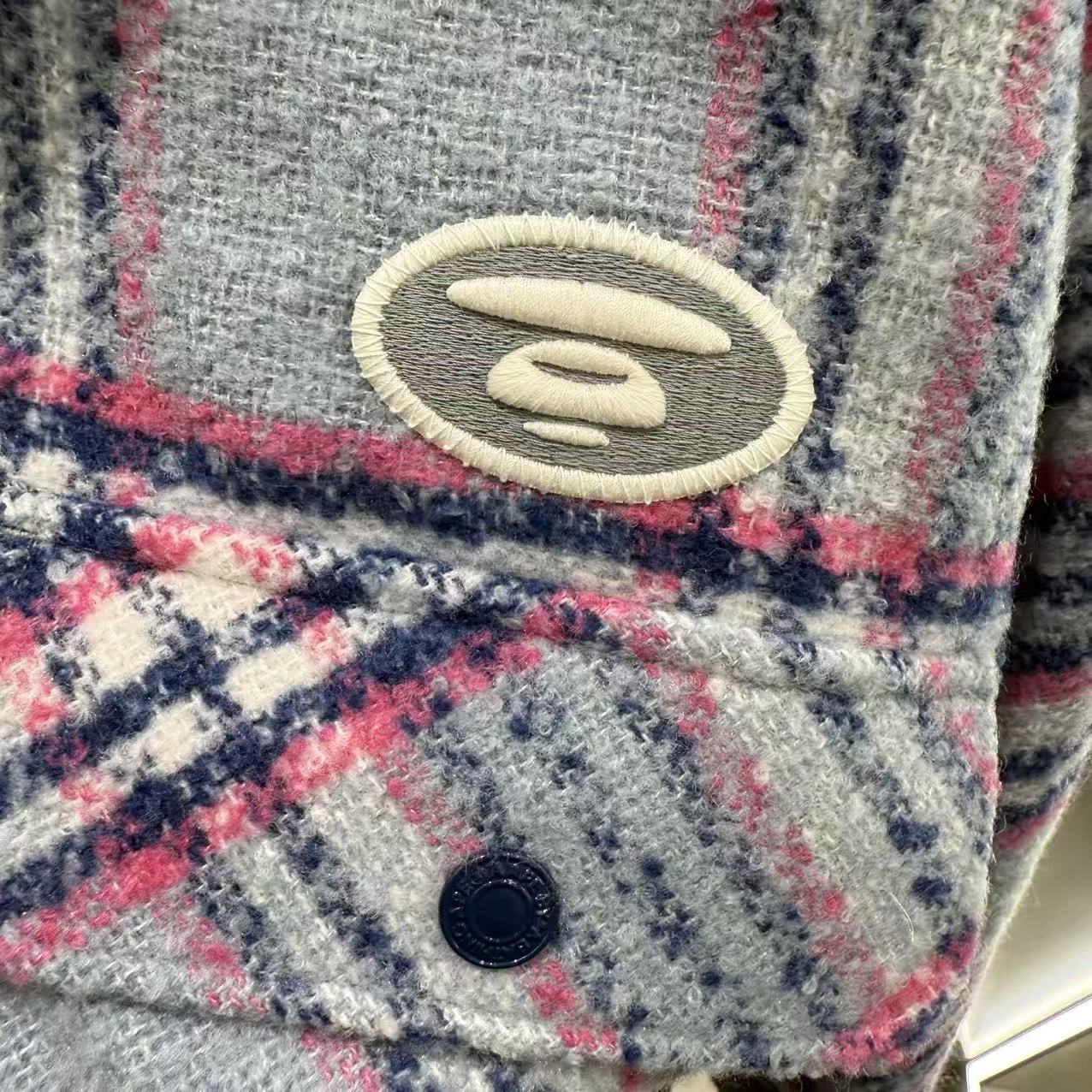 香港直郵 Aape 25秋冬 男裝 可拆卸帽格紋翻領潮流長袖襯衫外套8549