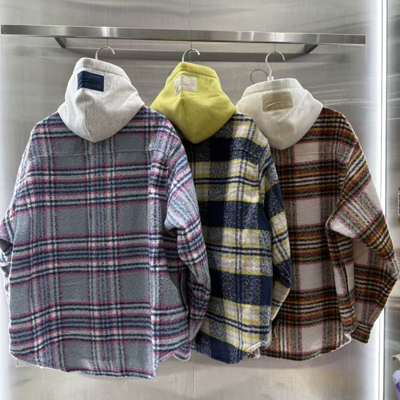 香港直郵 Aape 25秋冬 男裝 可拆卸帽格紋翻領潮流長袖襯衫外套8549