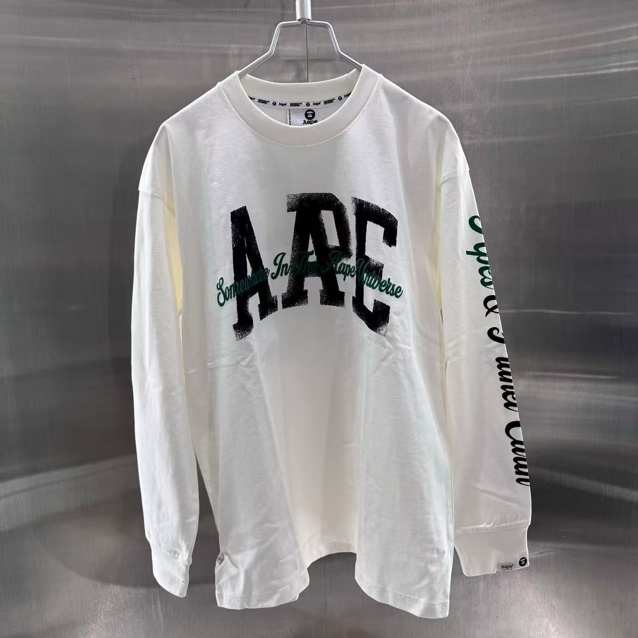 香港直郵 專櫃正品 Aape 26春夏男 美式復古字母印花長袖T恤1849