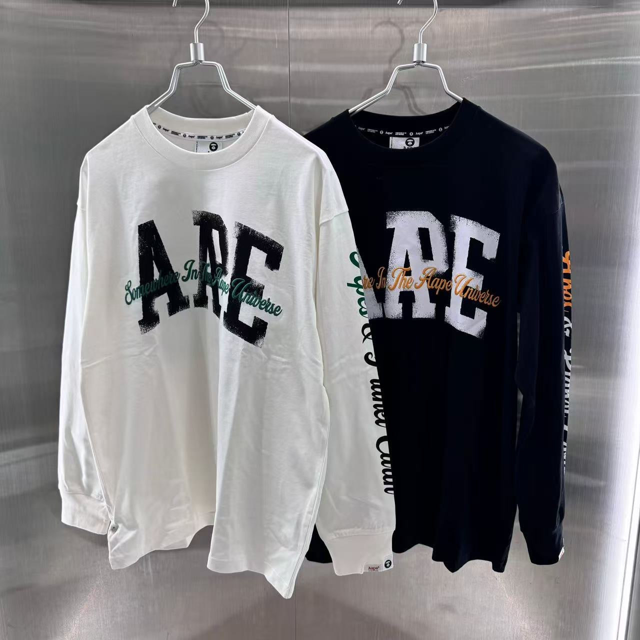 香港直郵 專櫃正品 Aape 26春夏男 美式復古字母印花長袖T恤1849