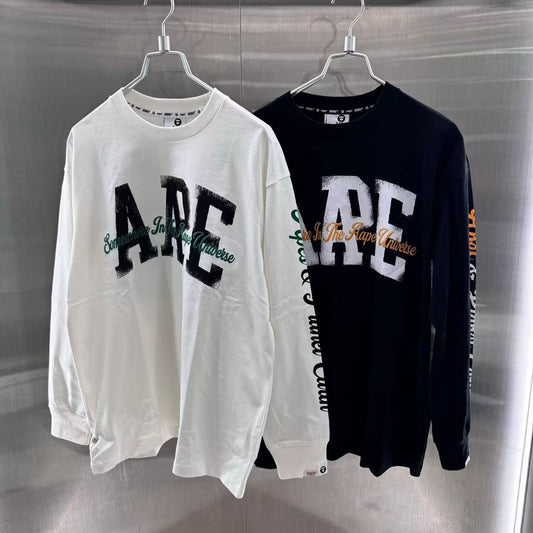香港直郵 專櫃正品 Aape 26春夏男 美式復古字母印花長袖T恤1849