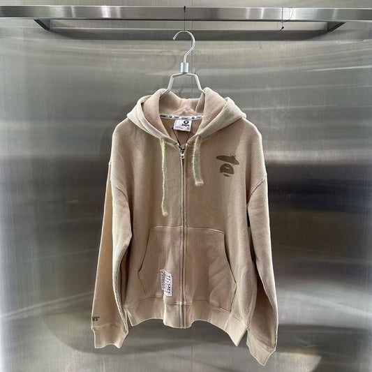 香港直郵 Aape 25秋冬 女裝 裂紋印花水洗做舊連帽衛衣外套D332