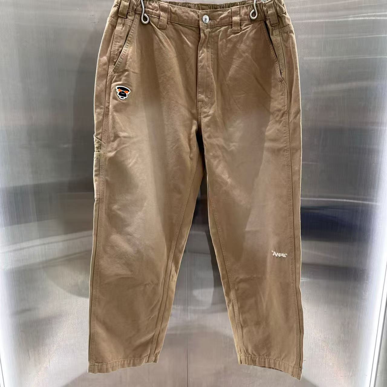 香港代購 專櫃正品 Aape 男裝 26春夏猿人徽章字母刺繡復古水洗休閑長褲D612