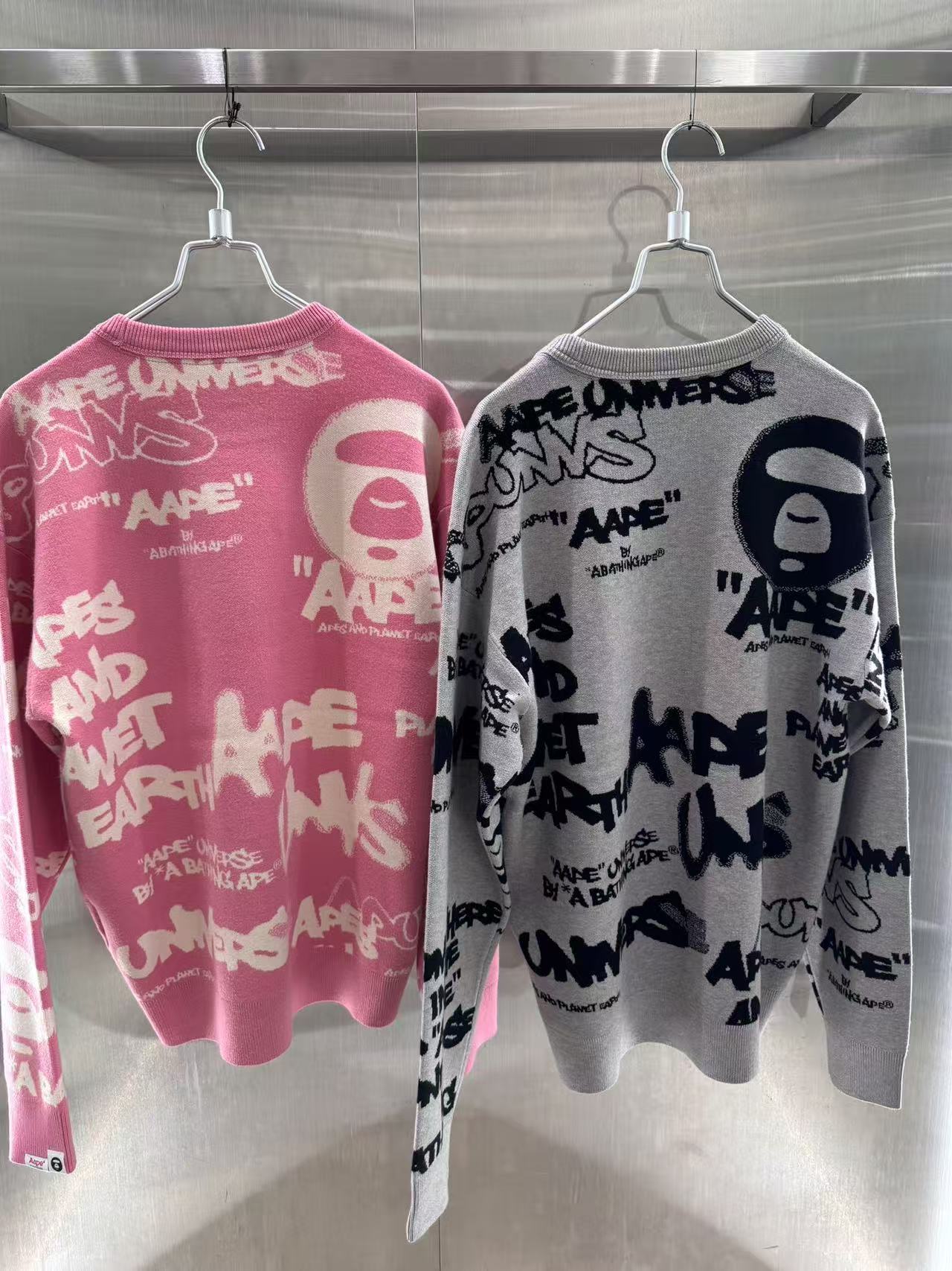 香港代購 專櫃正品 Aape男裝 26春夏 街頭字母塗鴉噴墨效果圓領針織衫D362