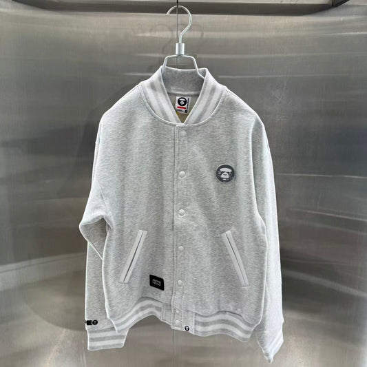 香港直郵 Aape 25秋冬 男 猿人徽章潮流休閑薄絨衛衣棒球服外套C360