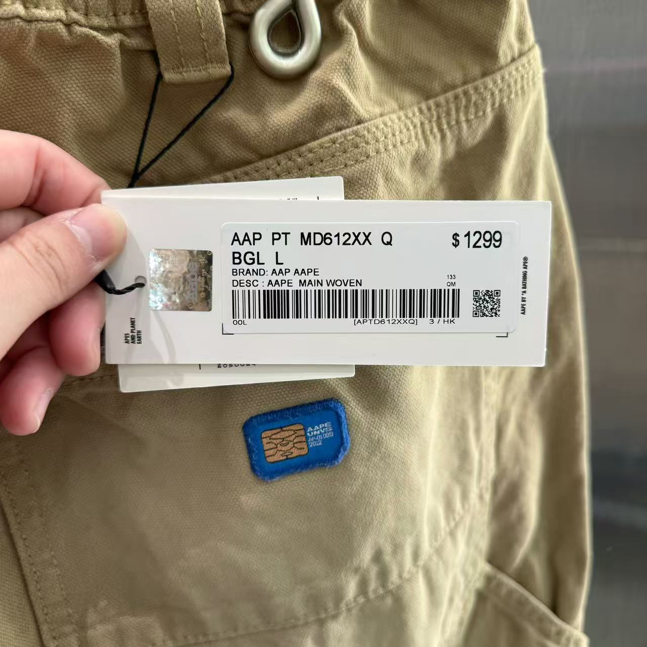 香港代購 專櫃正品 Aape 男裝 26春夏猿人徽章字母刺繡復古水洗休閑長褲D612