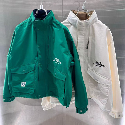 香港直郵 專櫃正品 Aape 男裝 26春夏猿人徽章字母刺繡可拆卸帽薄夾克外套7771
