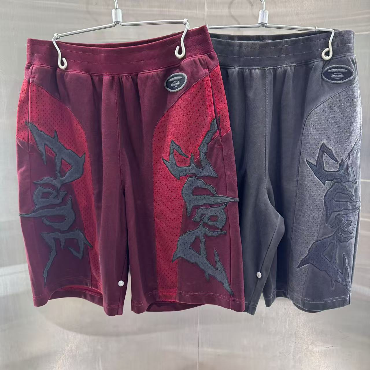 香港代購 專櫃正品 26春夏 Aape 男 猿人徽章復古水洗做舊潮流網孔短褲  D609