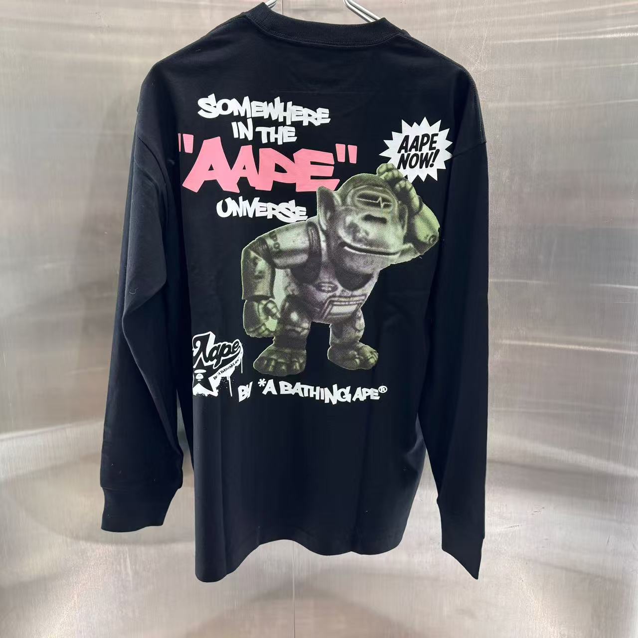 香港代購 專櫃正品 Aape 男裝 26春夏字母卡通形象印花潮流舒適長袖T恤1876