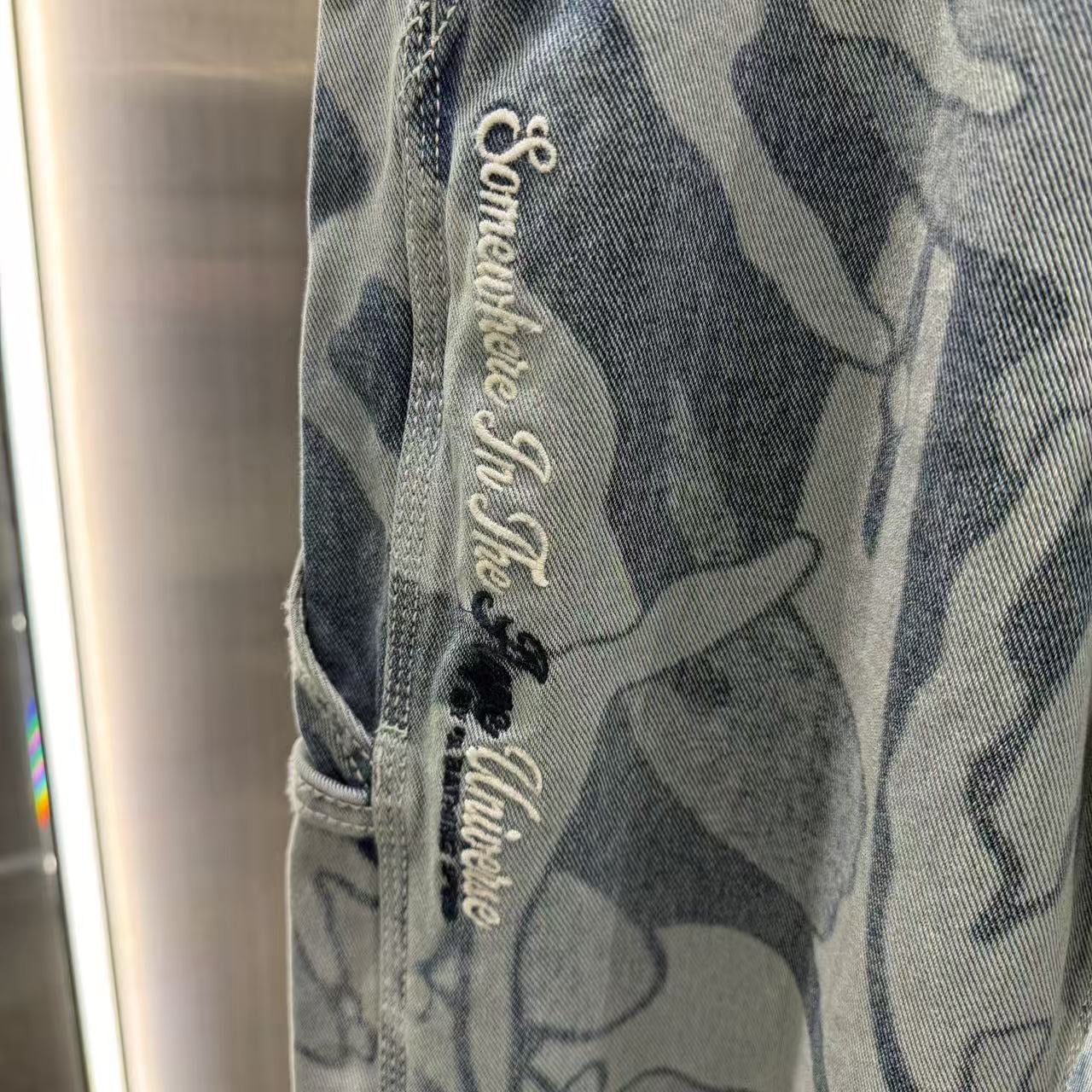 香港直郵 專櫃正品 aape26春夏 字母刺繡迷彩潮流休閑水洗牛仔長褲C688