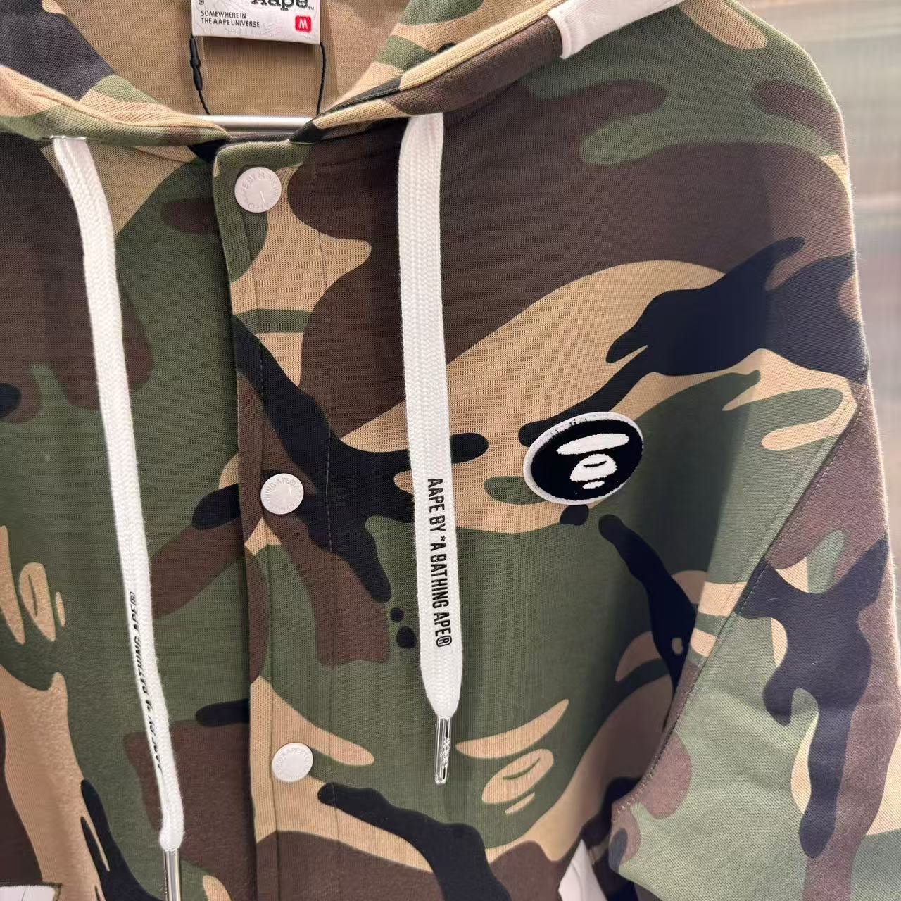 香港直郵 專櫃正品 Aape 男裝 26春夏星星猿人迷彩連帽摁扣棒球服衛衣外套D361