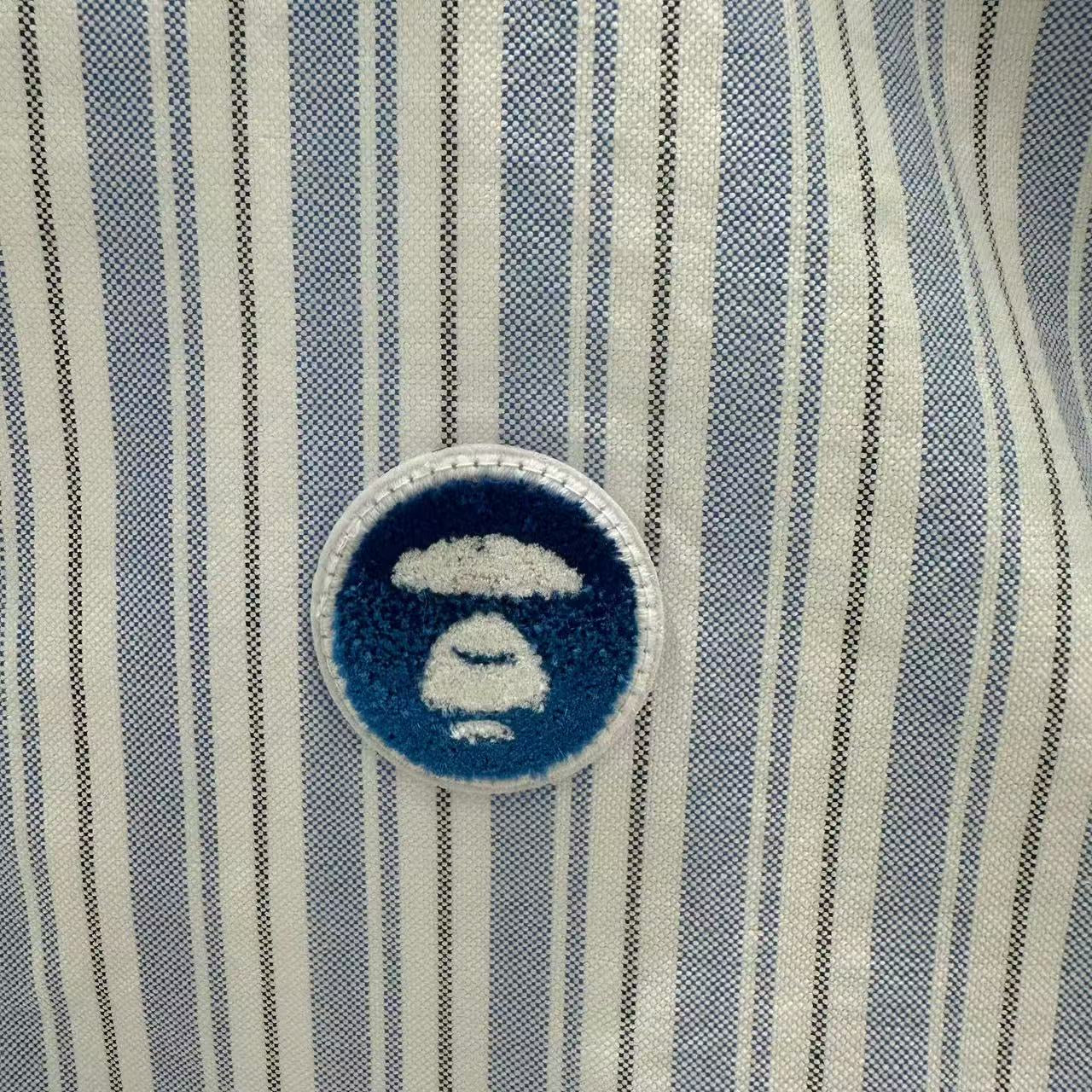 香港直郵 專櫃正品 Aape 26春夏男 猿人小標徽章簡約休閑條紋長袖襯衫8556