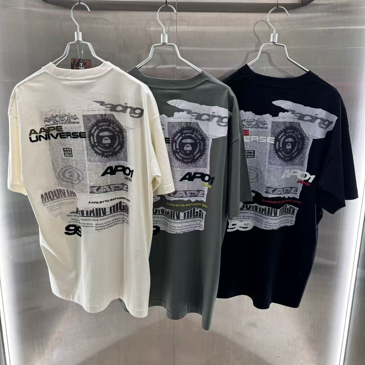 香港代購 專櫃正品 26春夏 Aape 男 復古做舊報紙拼貼風猿人印花短袖T恤1872