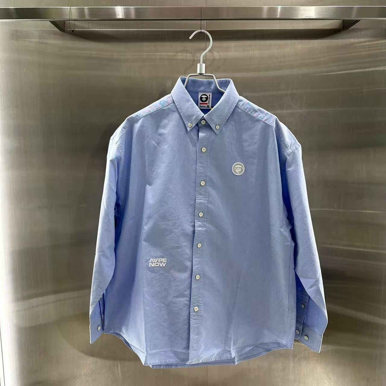 香港直郵 專櫃正品 Aape 26春夏男 猿人小標徽章簡約休閑純色長袖襯衫8555
