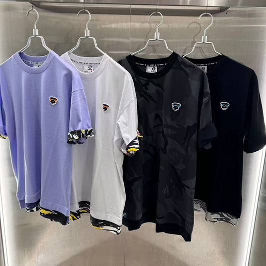 香港代購 專櫃正品 26春夏 Aape 男 猿人徽章迷彩拼接潮流舒適短袖T恤1877