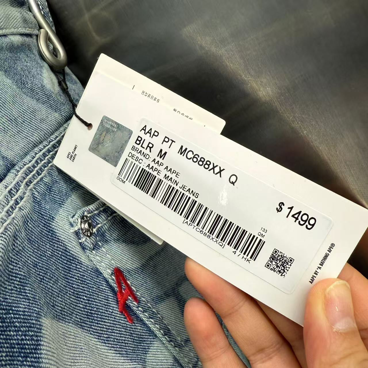 香港直郵 專櫃正品 aape26春夏 字母刺繡迷彩潮流休閑水洗牛仔長褲C688