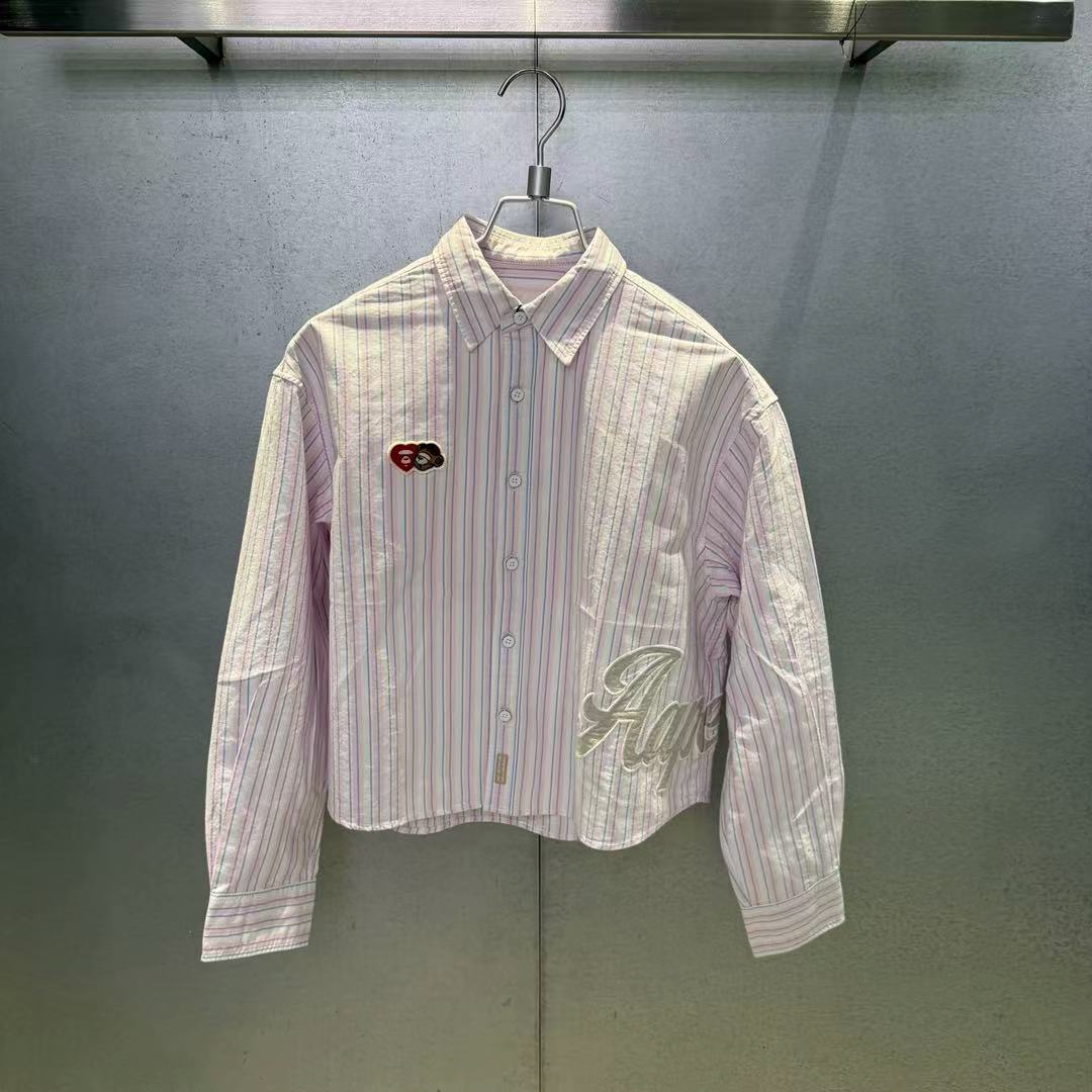 香港代購 專櫃正品 Aape 男裝 26春夏 心型猿人小熊徽章字母印花長袖襯衫8577