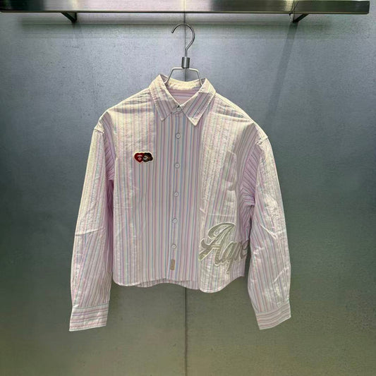 香港代購 專櫃正品 Aape 男裝 26春夏 心型猿人小熊徽章字母印花長袖襯衫8577