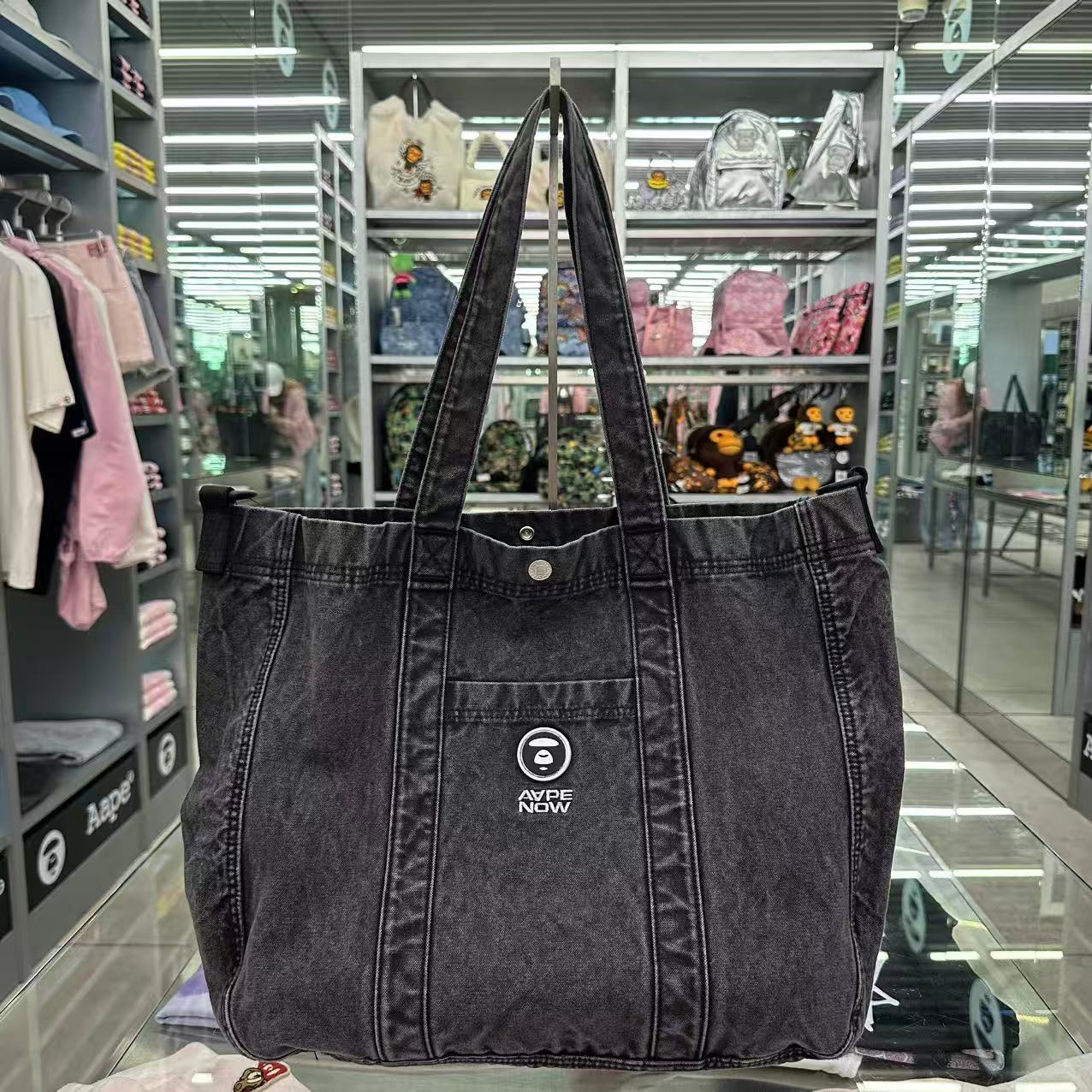 香港直郵 Aape  AAPENOW 水洗做舊牛仔托特包 5396
