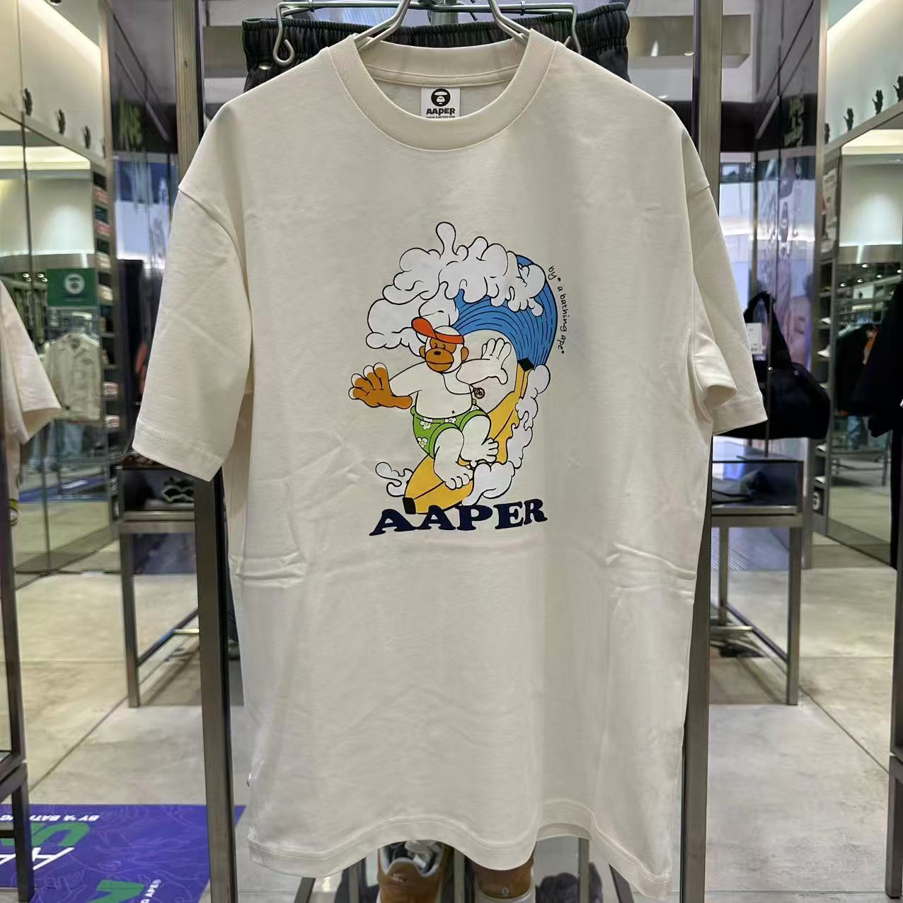 香港直郵 Aape 男裝 26春夏 AAPER 猿人軍團光感變色衝浪猿人印花短袖T恤1829