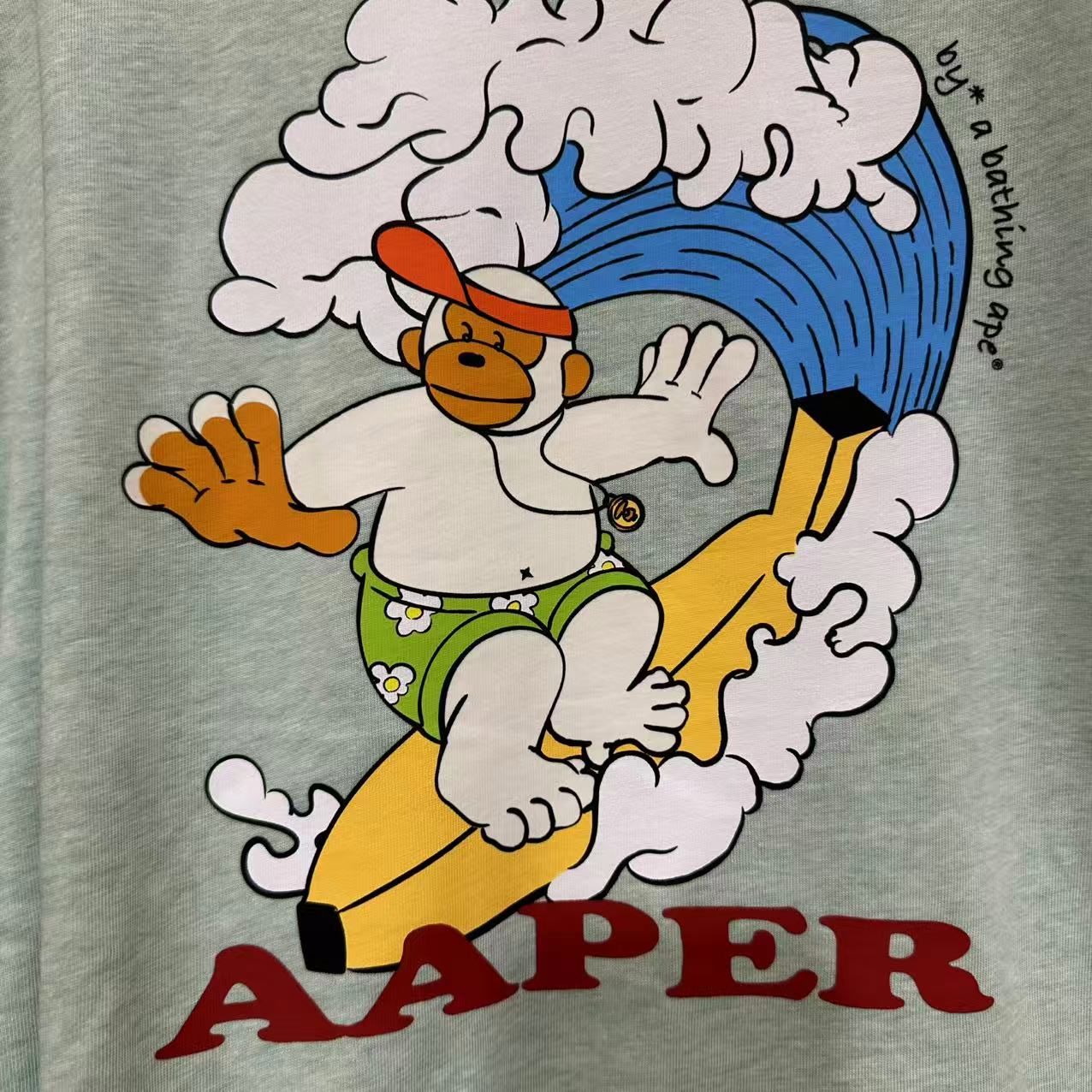 香港直郵 Aape 男裝 26春夏 AAPER 猿人軍團光感變色衝浪猿人印花短袖T恤1829