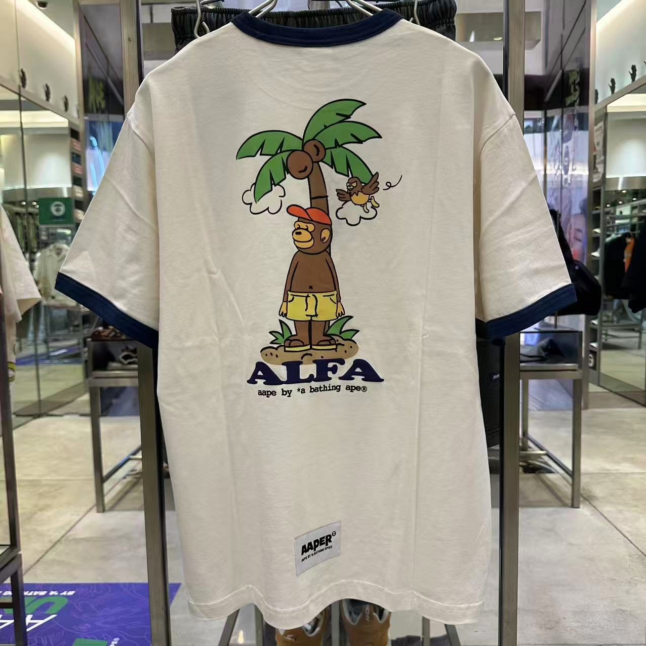 香港直郵 Aape 男裝 26春夏 AAPER 猿人軍團夏日椰林海灘度假印花短袖T恤1828