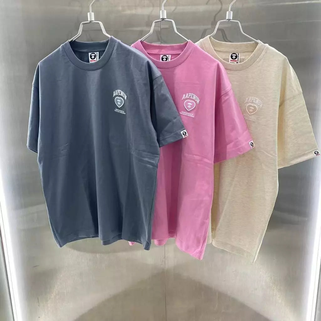 香港直郵 Aape 男裝25春夏夏愛心猿顏徽章字母刺繡潮流短袖T恤1600